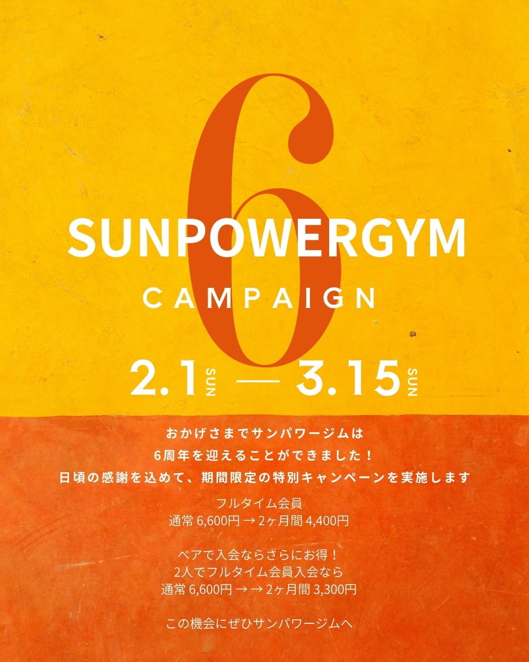 🎉サンパワージム 6周年キャンペーン🎉